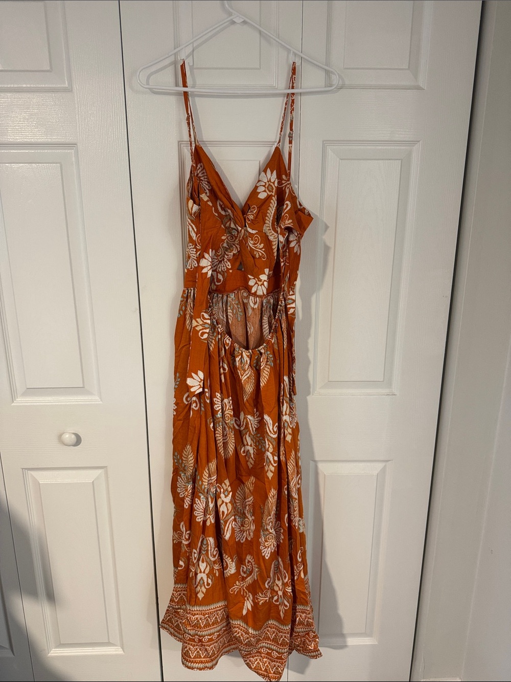 Cupshe Orange Floral Spaghetti-Strap Maxi Dress - Picture 4 of 5
